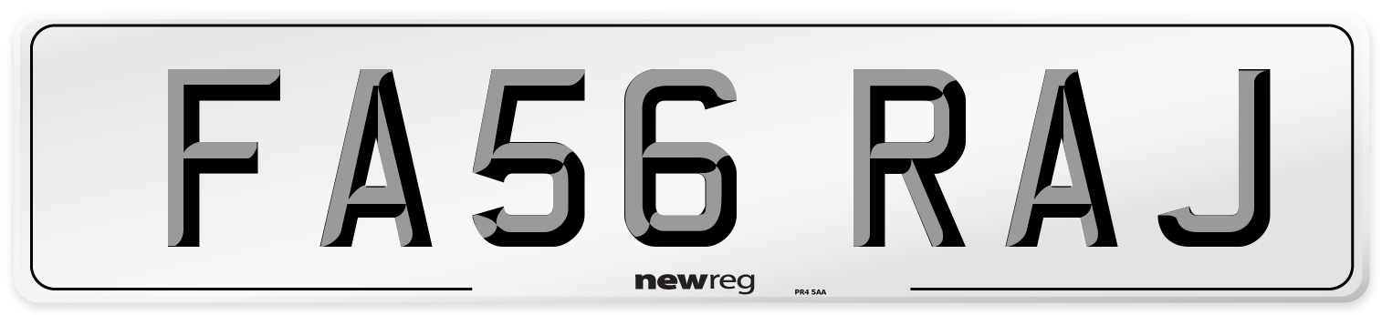 FA56 RAJ Number Plate from New Reg